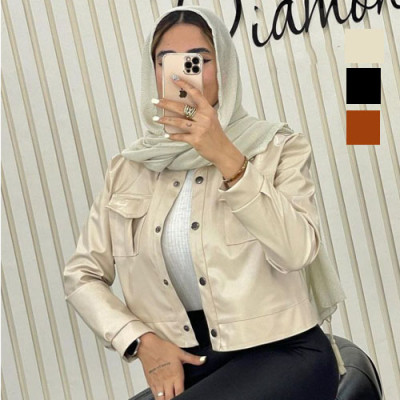 کت زنانه چرم نیم تنه مدل مارال کد G2389