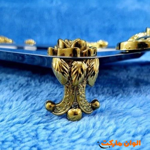 خرید-سینی-مستطیل-گلستان-دسته-طلایی-نگارمتوسط-کد-g-3039-و-قیمت-و-لیست-