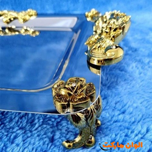خرید-سینی-مستطیل-گلستان-دسته-طلایی-نگارمتوسط-کد-g-3039-و-قیمت-و-لیست-