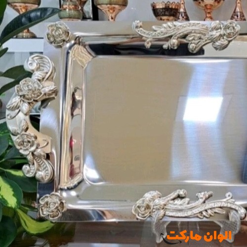 خرید-سینی-پذیرایی-استیل-برند-نگار-طرح-گلستان-سایز-متوسط-کد-g-3042-تهران-