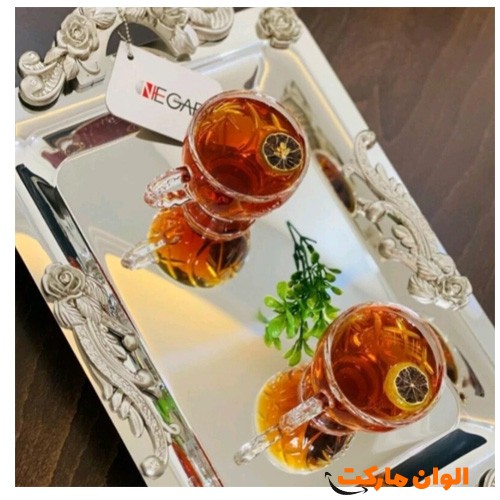 خرید-سینی-پذیرایی-استیل-برند-نگار-طرح-گلستان-سایز-بزرگ-کد-g-3043-تهران-