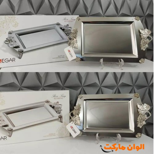 خرید-سینی-استیل-تمام-نقره-مدل-رز-سایز-بزرگ-کد-g-3045-و-قیمت-تهران-