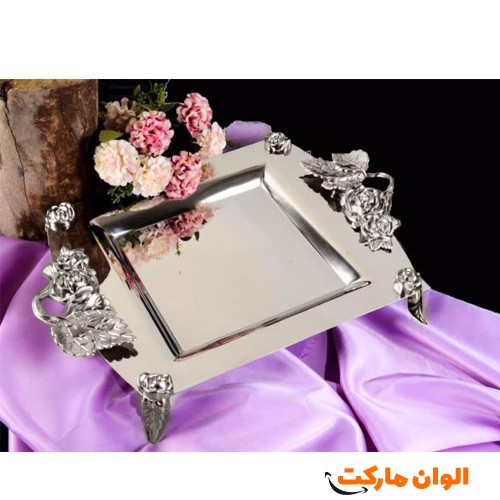 خرید-سینی-استیل-تمام-نقره-مدل-رز-سایز-بزرگ-کد-g-3045-و-قیمت-تهران-