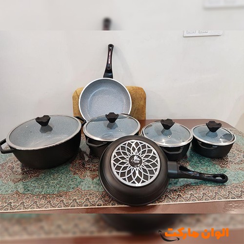 خرید-عمده-ارزان-صادرات-سرویس-۱۰-پارچه-چدن-گرانیت-برند-تفلون