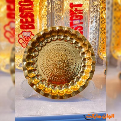 سینی استیل طلایی طرح زمرد کد L066