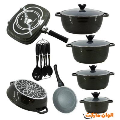 سرویس پخت و پز 19 پارچه عروس طرح کلاسیک خطی کد G3047