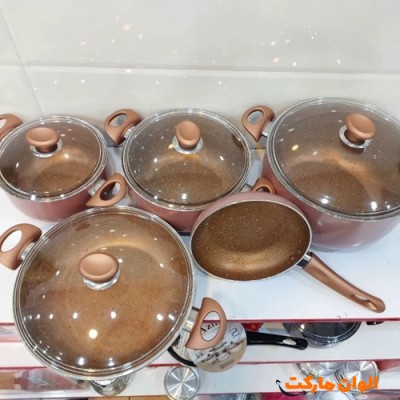 سرویس قابلمه 9 پارچه گرانیت برند آذین تفلون کد G3061