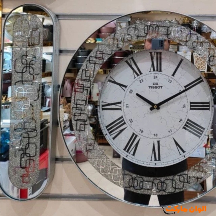 ساعت-دیواری-تیسوت-مدل-اینه-ای-گوشواره-دار-کد-m1048