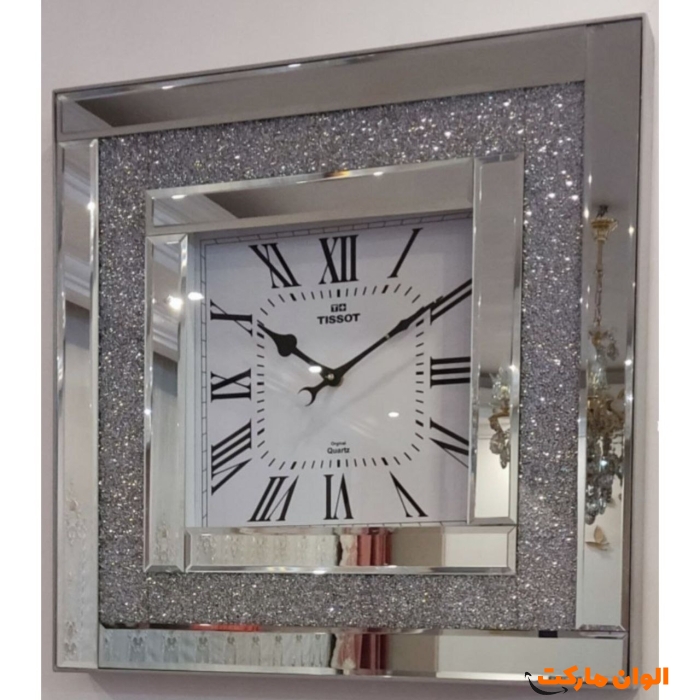 ساعت-دیواری-تیسوت-مربع-آینه-ای-کد-m1049