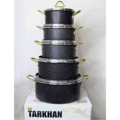 سرویس 10 پارچه طرخان TARKHAN - شامل قابلمه‌های گرانیتی کد1049